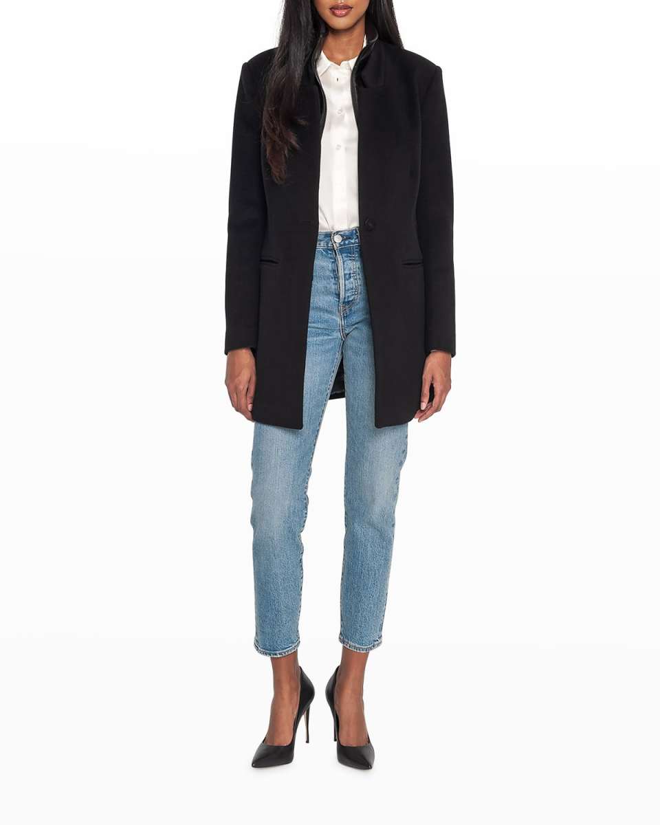 Violetta Wool Coat with Leather Dicki